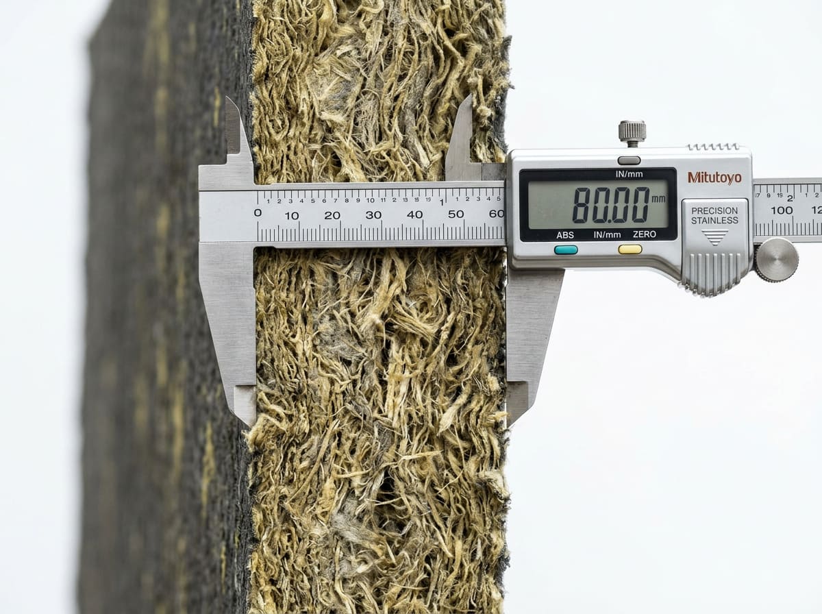 Плотность фасадной минераловатной плиты не менее 75 кг/м³ для вентфасада