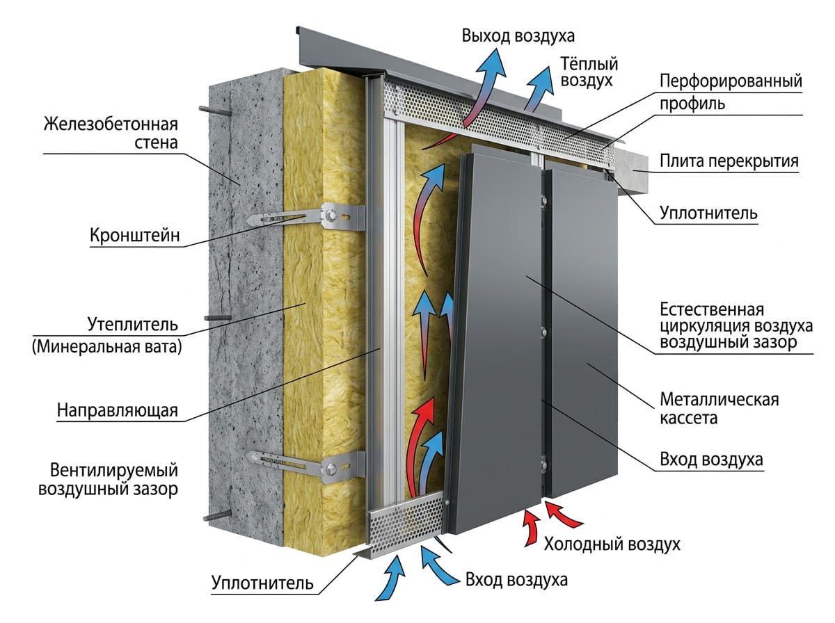 Принцип работы вентиляции в вентилируемом фасаде — воздушный зазор и циркуляция воздуха